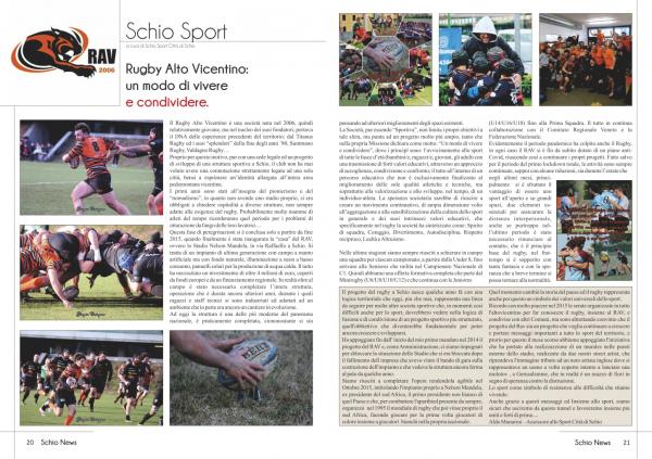 Articolo sul RAV sul mensile Schio News